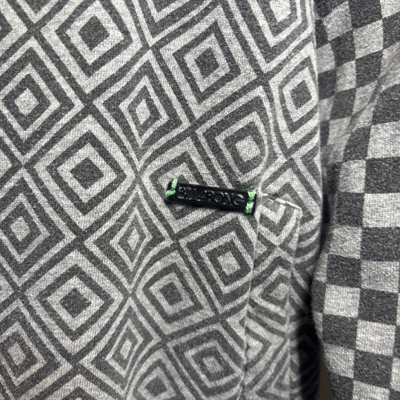 VTG Billabong Gray and Green Geometric Hoodie skater Y2K trippy - Picture 3 of 11